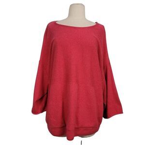 J Jill Pure Jill Cotton Cashmere‎ Boxy Sweater Top Sz M Pink Popover Lagenlook
